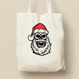 Storage Bags Christmas Navidad Kerst Natale Shopper Shopping Bag Tote Shoulder Canvas Large Capacity College Handbag