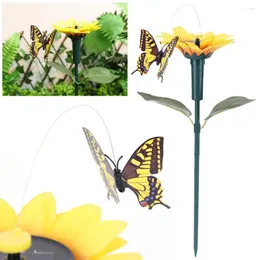 Gartendekorationen Solar Sonnenblume Tier Pfahldekor Ornamente 40 cm Tanz Schmetterling wasserdicht vielseitig für Garten Terrassenweg