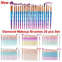 Diamond Makeup Pinsel Sets Kosmetikbürsten 20pcs Bright Farben Roségold Regenbogen Make -up Pinsel Lippen Eyeliner Mascara Gesicht Pulver Ey1885100