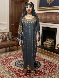 Ethnic Clothing 2024 neue sommer verlieren kurzarm baumwolle robe gold stempel boubou maxi islam femme kleid mit groen schal afrik anischen aba T240510DH8S