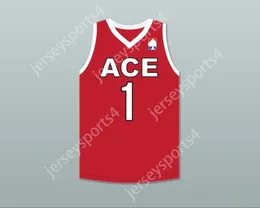 Custom Nay Mens Youth/Kids Mr.BEAST 1 ACE FAMIGLIA DI FAMIGLIA DI BAGNAZIONE Rossa Basket Basket Jersey Top S-6XL cuciti