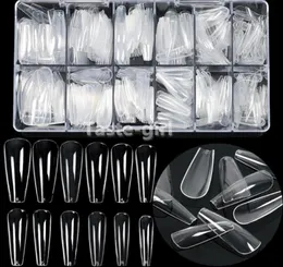 FALSE NAILS 504PCSBOX 12 STORLES CLEAR ACRYLISK FAKT Kista Full Cover Nail Tips Set Tillbehör för Professionals Designer3870420