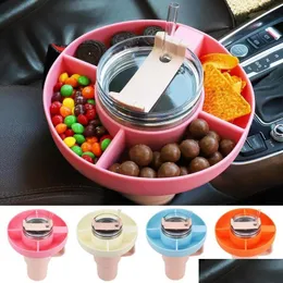 Drinkware Lid Snack Kasesi 40OZ Tumbler Sile Sile Yeniden Kullanılabilir Yılan Tepsisi Uyumlu Tumbler Resusable Halka Damla Teslimat Ev G DHGHV