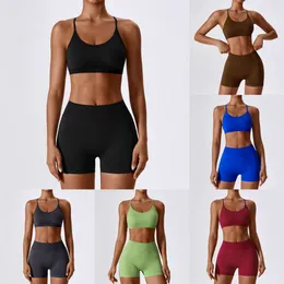 Designer Tracksuit for Woman yoga legging sets two piece Seamless Back Yoga Suit set Running Quick Dry Tight Sports Fitness bra top and shorts Suit Set Women