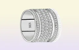Dostawa biżuterii 2021 Vecalon Starlight Pierścień 925 Sterling Sier Five Olśniewające warstwy Diamond CZ Ban56533313