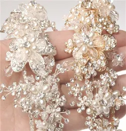 Vintage Wedding Bridal Rhinestone Crown Tiara Pearls Pasmak Gold Silver Flower Floral Headpiece Fryzjer Jewelry Fashion 4485961