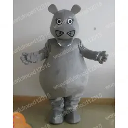 2024 Performans Sevimli Hippo Maskot Kostümleri Karikatür Karikatür Karnaval Hallowen Performans Unisex Süslü Oyunlar Kıyafet Açık Reklam Kıyafet Takım