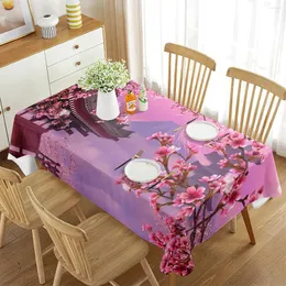 Table Cloth Pink Floral Cherry Tablecloth Plum Tree Blossoms Japanese Spring Print Rectangular Cover For Dining Room Kitchen Decor