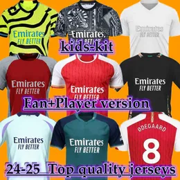 24 25 Odegaard Saka Soccer Jerseys Martinelli Thomas Nicolas Smith Rowe G.Jesus Tierney Smith Rice 2024 2025 Football Shirt Men Kids Havertz Trossard