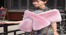 Women039s Fur Faux Woman Coat Winter Warm Jacket Bridal Shawl Wraps Bolero Female Wedding Cape Outerwear Lady Dresses Evening8575111