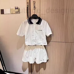 Two Piece Dress designer brand Trendy Zhang Yuanying Same Style M1u Polo Collar Shirt A-hem Skirt Pants Academy Jk Set Slim Fit for Women H5TP