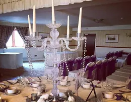 Najnowszy Crystal Wedding Centerpiece Acryl Goldsliver Candelabra Clear Candle Holder Event Event Table Decoration Dekoracja 01083354933