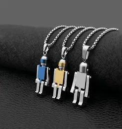 Pendant Necklaces Men And Women Stainless Steel Robot Necklace Hand Foot Allmatch Jewelry7404945