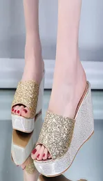Womens Fashion Bling Wedges Sandaler Ladies Open Toe Platform Shoes Roman Buty Damskie Summer Beach Sandalia7600432