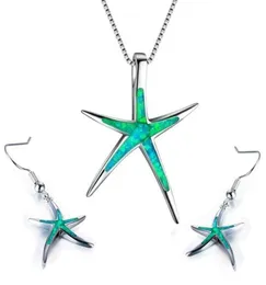 Örhängen halsband Sea World Starfish Design Fire Synthesis Opal Pendant Ocean Animal Maxi Halsband för kvinnor Boho smycken set2060677