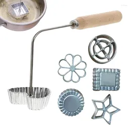 Bakningsverktyg bunuelos mögel kakan bake med trähandtag timbale konditory achappam maker för kök matlagningsverktyg