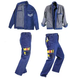 Отражающая сварочная джинсовая защитная защитная одежда, противоречащая одежде, борьба с разпроблемами, ремонтные работники.