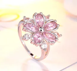 Обручальные кольца элегантная мода сакура принцесса помолвка для ювелирных украшений невесты романтическая вишня Циркон Леди 6989679