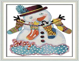 Weihnachten Snowman Home Decor Gemälde handgefertigte Kreuzstichsticksticke Nadel Sets gezählt werden Druck auf Leinwand DMC 14ct 11ct1829385