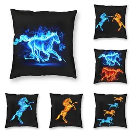 Pillow Fire Burning Horse Cover Polyester 3D Print Abstract Animal Art Throw Case For Sofa Pillowcover Home Decorative