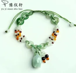 Yu YiXuan Natural jade roses braided bracelet genuine A goods emerald retractable bracelet female simple jewelry CX2006239369032