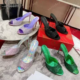 Top Designer Pump backless heels Women's Red Sole Heels Stilettos Sexy style leather open toe broken brick High quality With shoebox