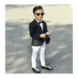 Black Boy's Suits Kids Formal Wear Slim Peaked Lycemed One Button Fit Boy's Puxedo Set Set Steck Jacket Bints Bound 272O