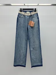 20241 Moda calça jeans reta Feminino de alta cintura
