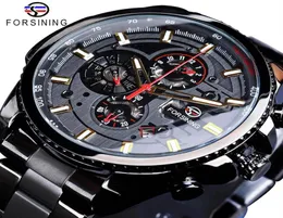 Forsining 2019 Classic Black Clock Series Steampunk Calendario completo Men039s Sport Mechanical Automatic Watches Top Brand Luxu9700535