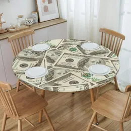 Panno da tavolo rotondo a prova di olio da 100 dollari copre la tovaglia del bordo di supporto in denaro elastico per picnic