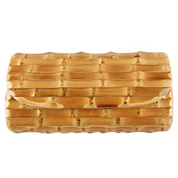 Nilerun Brand Fashion Vintage Retro Hard Wood Rattan Straw Evening Purse Wallet Unique Handmade Natural Bamboo Root Clutch Bag 240430