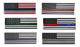 90150см Американский флаг Blue Black Line Stripe Police Flags Red Striped USA Flag со звездными баннерами DA9112886387