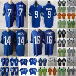 Billiga 14 DK Metcalf Football Jerseys Geno Smith 7 Devon Witherspoon 21 Tyler Lockett 16 Kenneth Walker III 9 Bobby Wagner 54 Blue Green White Stitched