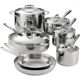Cookware Sets 80116/249DS Gourmet Stainless Steel Induction-Ready Tri-Ply Clad 12-Piece Set NSF-Certified Made In Brazil