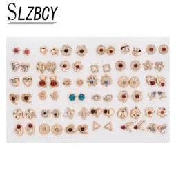 Slzbcy Gold Silber Color Mix Model Kristallstift Ohrringe für Blumendreieck -Form -Ohrring Girl Kid Schmuck 36 Pairslot3002502