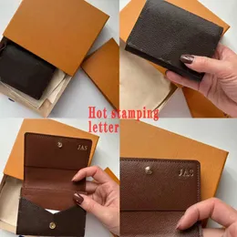 Portafoglio a portata di stampa a caldo Business Credit Card Card Card Card Buster Carte de Visite Cardholder Moneta Moneta Men Donne Regali Donte Mini portafogli N63801 Lettera Custom