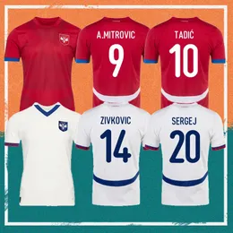 2024 Сербия Тадич футбольные майки 24/25 Jovic Vlahovic Sergej Milenkovic Mitrovic Mational Team Рубашка Костик Самардцич Лукич