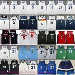 5Edwards Jersey zszytana koszykówka miasta 2024 Biała retro 32towns 27 Gobert 3mcdaniels 11reid koszulki oddychające sport Blue White Short