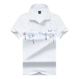 2024 Mens Polo Shirt Designer Business lapel short sleeved POLO shirt Summer ribbed collar alphabet embroidery color spray graffiti print all match T-shirt M-3XL
