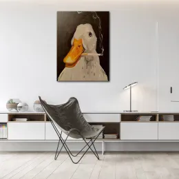 Duck Fun Illustration Canvas Wall Art Creative Smoking Duck Poster e immagini stampate adatte al soggiorno