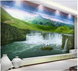 Janela Mural Papel de parede 3D Papéis de parede Papéis de parede de cachoeira TV Murals 3D Murais Wallpaper para sala de estar 9446548