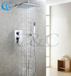 욕실 샤워 세트 10 인치 벽 장착 황동 크롬 레인 샤워 헤드 임베디드 박스 샤워 믹서 밸브 002v10J2G8052335