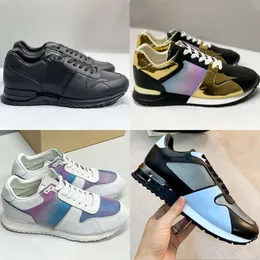 New Men Sapatos casuais Designer de couro Treinadores de moda Sola de tênis Top clássico Rune Away Sneakers Flats Sapatos de alta qualidade com a caixa 012