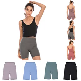 Solid Color Shorts Yoga Pants Women Tight Montering Leggings Workout Gym Wear Sports Elastic Fitness Lady Short Legging Högkvalitativ