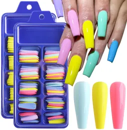 100Pcs of blister box Candy Color False Nail Tips Full Cover Matte Acrylic Ballerina Fake Nails Tip DIY Beauty Manicure Extension 3633065