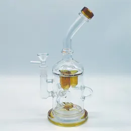 12 Inch Heady Bong Amber Premium Three Tubes Joint Mixed Color Neo Fab Hookah Water Pipe Glass Bongs With 14mm Bowl Ready for Use US Warehouse