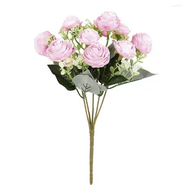 Fiori decorativi boccioli di fiori di rosa artificiale cerimonia festa di seta tessuto falso bouquet decorazioni floreali viola