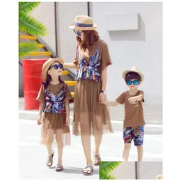 Family Matching Outfits Summer Cool Fashion Beautif Brown Dress Drop Delivery Baby Kids Maternity Clothing Dh8Gy