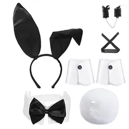Party Supplies Girl Kostüm Set mit Ohren Biege Krawatte Schwanzhandschuhe für Oster Halloween Damen Dress Up Plüsch Prom cospla