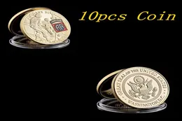 10pcs oro militare USA 24K Gold Challented Challenge Craft 82nd Division Airborne Disegni dell'esercito degli Stati Uniti Gifts7138176